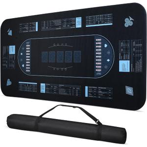 RUNNING HOT Exclusive Pro Poker Mat: 70" x 35", Anti-Slip, Durable, Foldable Design with Poker Probability Guide - Ideal for Casino Games, Carrying Bag Included