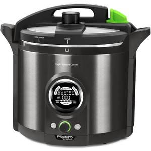 Presto 02144 12-Quart Digital Pressure Canner - Digital Display, Waterbath Capable, 10-Built-In Safety Features, Recipe Book, Black Stainless Steel