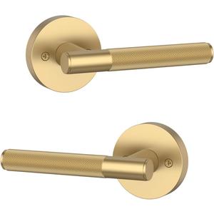Asidrama 2 Pack Champagne Bronze Dummy Door Handles, Non-Turning Decorative Door Lever with Door Knobs for Closet, French Double Doors, Pantry & Interior Push/Pull Use 07