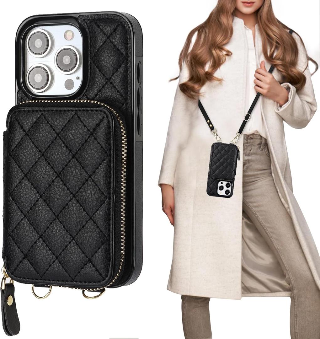 Bocasal Crossbody Wallet Case for iPhone 15 Pro, RFID Blocking PU Leather Zipper Handbag Purse Flip Cover, Kickstand Folio Case with Card Slots Holder Wrist Strap Lanyard 5G 6.1 Inch (Black) Bocasal Crossbody Wallet Case for iPhone 15 Pro, RFID Blocking PU Leather Zipper Handbag Purse Flip Cover, Kickstand Folio Case with Card Slots Holder Wrist Strap Lanyard 5G 6.1 Inch (Black)
