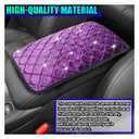 ZIMISI Bling Car Center Console Cover, Soft Comfortable Fluffy Car Armrest Cover, Crystal Rhinestone Seat Box Cushion Protector, Automotive Interior Decoration Accessories for Most Vehicles (Black)