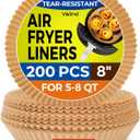 Air Fryer Liners for Ninja, 200 Pcs 8" Round Airfryer Paper Liners Disposable for Oven, Pans & Baking, Non-Stick and Oil Proof Parchment Paper for 5-8 qt Air Fryer Basket by Vailnd