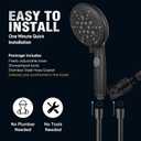 Cobbe 9-Function Shower Head with Built-in Power Spray, 1.8 GPM Water Saving ON/OFF Toggle Switch, High Pressure Handheld Showerhead with 1-Click Pause Button, Brass Bracket & 6ft Hose, Black