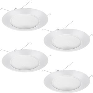 4 Pcs 6 Inch Shower Trim for Recessed Light Cover with Albalite Lens White Ceiling Light Cover Replacement Waterproof for Shower Bathroom Lights Wet Locations