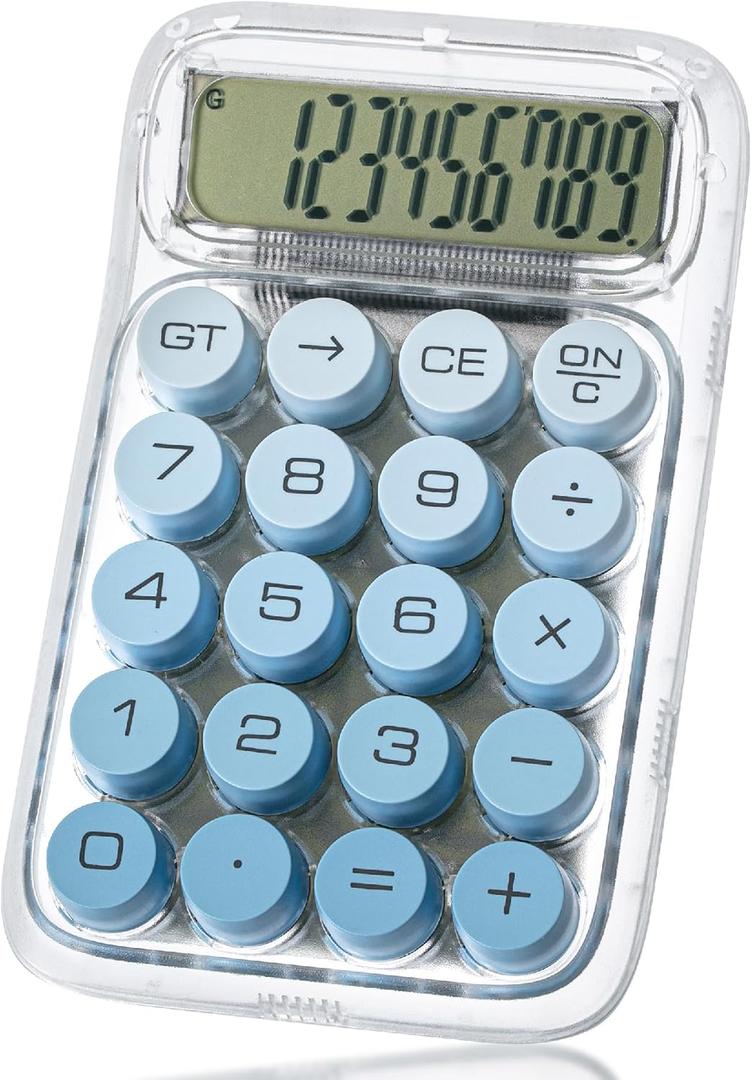 Mr. Pen- Mechanical Switch Calculator, 10 Digits, Blue Calculator, Transparent Body, Large LCD Display, Big Buttons