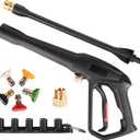 Pressure Washer Gun with Replacement Extension Wand, 5 Spray Nozzle Tips, Pressure Washer Parts Compatible with Karcher, Ryobi, Greenworks, Powerstroke Electric Power Washer, 2000 PSI
