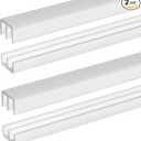2 Sets Plastic Sliding Door Track Set for Cabinet Double Rails Panel Kit, 1/4" Thick Panels Glass Door Hardware System Window Track Quick Installation(3 ft,White)