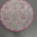Jingmore 100 Pcs Bow Paper Plates 7'' Scalloped Bowknot Disposable Paper Plate Coquette Bow Dessert Set for Girl Bachelorette Engagement Bridal Baby Shower Birthday Table Decor(Pink)