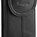 Hengwin Genuine Leather Cell Phone Holster for Belt Men, Vertical Phone Holder Belt Pouch Fits for iPhone 15 Pro Max 14 Pro Max 13 Pro Max Samsung Galaxy S24 Ultra Note9 Case with Belt Clip (Black) (Large)