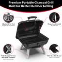 Portable Charcoal Grill, Small Charcoal Grill, Tabletop BBQ Grill, Foldable Camping Grill, Outdoor Grill for Picnic, Tailgating, Travel, Porcelain-Enamel Grates, Adjustable Air Vent