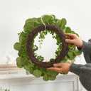 Eucalyptus Wreath for Front Door, Artificial Greenery Wreath with Realistic Leaves for Spring Easter Home Decor, Farmhouse Nordic Round Wreaths with Jute Hanger for Wall, Outdoor (11Lx11Wx2.56H)