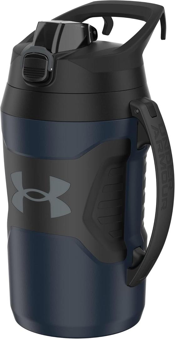 Under Armour Half Gallon Water Bottle Insulated, 64oz Insulated Water Bottle with Handle, Fence Hook, Leak Resistant, for Baseball, Football & More, Academy/Black