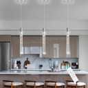 Modern Pendant Light Dimmable LED Kitchen Island Lighting Bubble Crystal Pendant Lights Silver Hanging Light Fixture