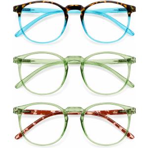 IBOANN Blue Light Blocking Glasses for Women - 3 Pack | Blue Light & UV Protection, Round Frames, Screen-Ready Style, Chic & Comfy