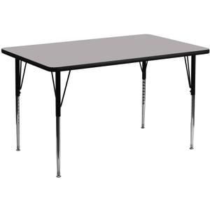Flash Furniture 24''W x 48''L Rectangular Grey Thermal Laminate Activity Table - Standard Height Adjustable Legs
