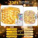 Fairy Lights USB Plug in 33ft 100LEDs with Remote, Warm White 20 Color Changing Light Twinkle Firefly String Lights for Bedroom Party Wedding Christmas Tapestry, Multicolor Colors