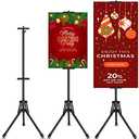 GSOW Poster Stand for Display, 80'' Adjustable Sign Stand Tripod, Retractable Poster Board Stand Double-Sided Banner Stand, Foldable Floor Standing Sign Holder Signage Stand with Portable Bag, Black