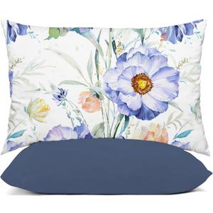 YIYEA King Size Pillow Cases Set of 4, Ultra Soft Double Brushed Microfiber Embroidered Pillowcases and Floral Pillow Covers, Envelope Closure, Shrinkage and Fade Resistant, 20" x36