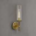 Brass Wall Sconces Lights Indoors, 14" Knurled Linear Sconce, Gold Bathroom Wall Sconces, Glass Tube Vanity Sconces Wall Lighting, Wall Lights for Mirror, Living Room, Bedroom, Hallway, 1 Pack