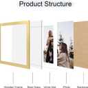 12x12 Picture Frame Set of 2, 12 x 12 Wood Photo Frames with Mat for 10x10 or 30x30cm Diamond Art Painting, Wooden Frame with Real Glass Cover for Wall and Tabletop Display, Gold