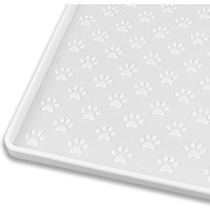 Pet Placemat for Dog and Cat, Waterproof Silicone Pet Feeding Bowl Mats for Food and Water, Small Medium Large Dogs Mat Prevent Residues from Spilling to Floor, White, 18" 12"