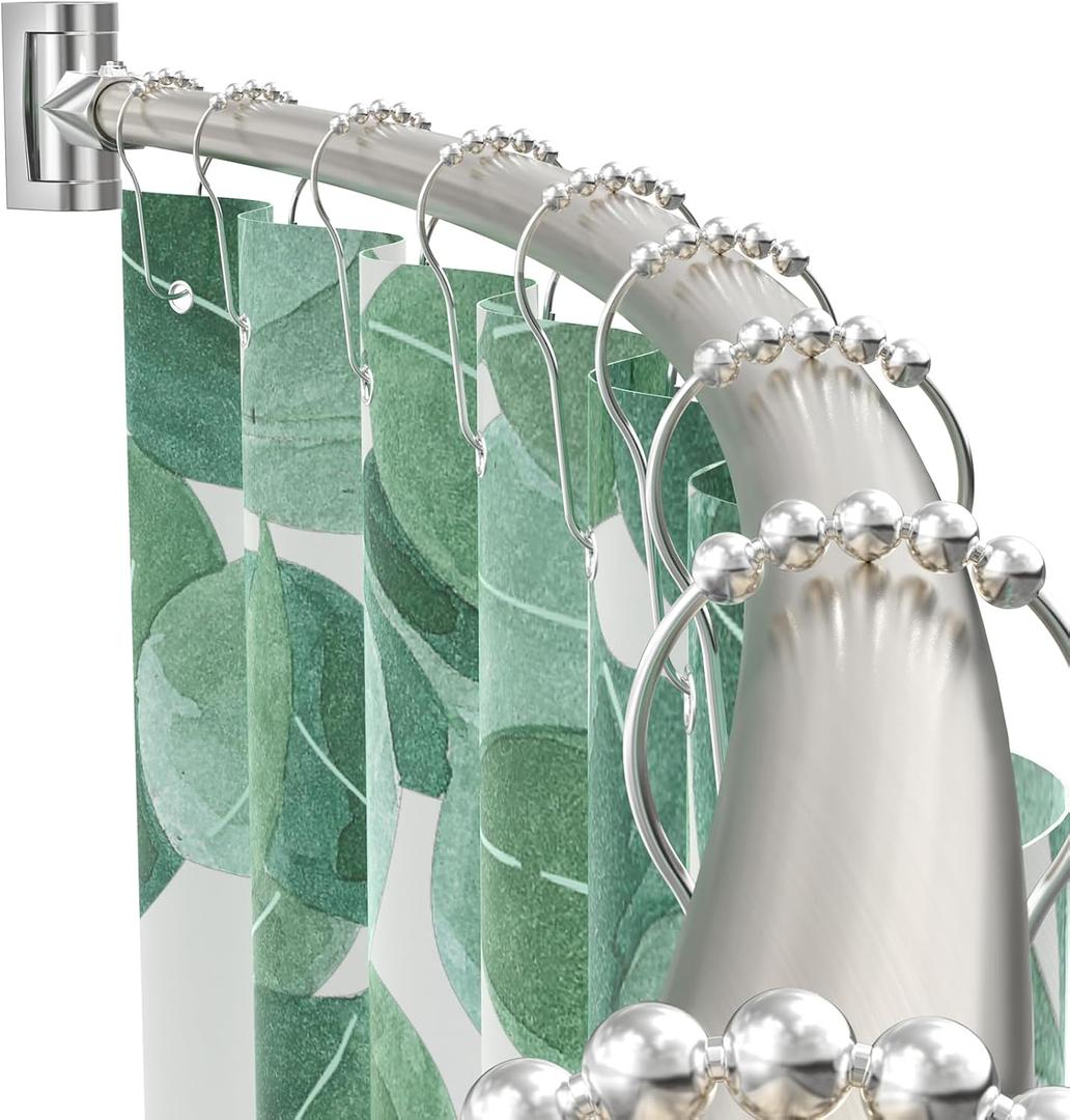 Curved Shower Curtain Rod For Bathroom 38-72 Inches, Adjustable Length, Curved Shower Rod, Metal Rods&Brackets, Round Shower Curtain Rods, Rotate Bracket For Large Shower Space, Need Drilling, Nickle (Brush Nickel)
