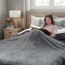 Electric Blanket 72"x84" Full Size Heated Blanket with 6 Heat Settings & 10 Hours Auto-Off,Thickened Flannel and Sherpa Warm Blanket for Full Body-Light Gray (03-light Grey)