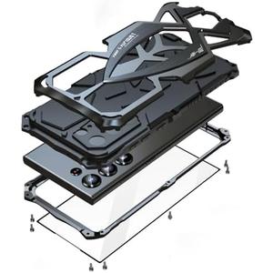 Lunivop for Samsung Galaxy S25 Ultra Case 6.9 '' Metal Hard Phone Case Cover Case para Screw with Camera Protection Heavy Duty metalicas Military Grade Black