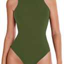 Avidlove Bodysuits for Women Crew Neck Sleeveless Body Suits Snap Closure Double Lined Tank Tops Bodysuit