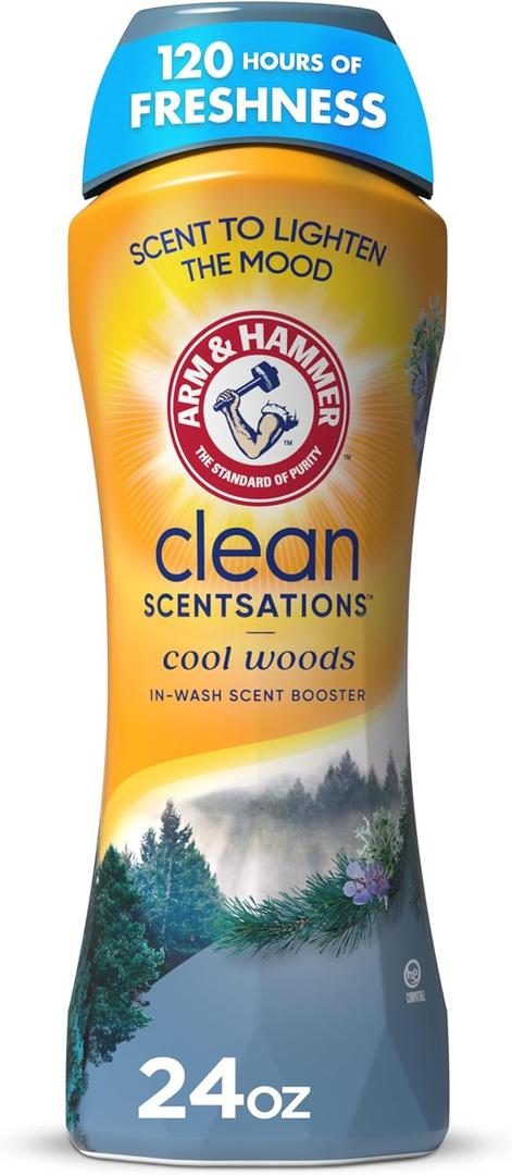 ARM & HAMMER Clean Scentsations In-Wash Scent Booster, Cool Woods Scent, 24 Oz