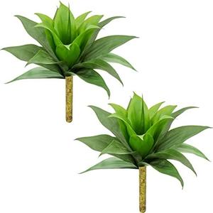 GnFlus Artificial Agave Succulent Plants, 18 Inch Faux Succulents Stems Fake Plant for Home Office Garden Yard Indoor Outdoor Decor, 4 Pack