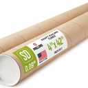 4" x 42" Made in USA Kraft Paper Mailing Tube, 2 Tubes, 4 Caps | USPS Approved Cardboard Tube for Shipping and Storing Posters, Prints, Artwork, and Documents