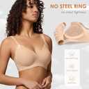 Seamless Wireless Bra for Women with Support - No Underwire Full Coverage Push Up Bras (Beige, L)