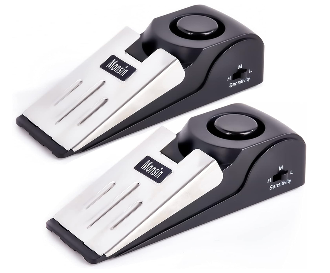 Door Stop Alarm, Door Stopper with 120DB Security Alarm, Floor Wedge Doorstop for Travel Apartment Home House (Pack of 2)