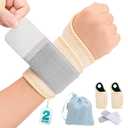 Wrist Brace for Right Left Hand 2 Pack, Wrist Support Wraps for Women Men, Adjustable Wrist Brace for Carpal Tunnel Tendonitis, Arthritis, Weightlifting, Sports, Day Night Support, Nude (Free Size (Fit 5-10" Wrist Circumference))
