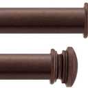 Deco Window 2 Pcs Endcap Extendable Brown Curtain Rods 36" to 66" for Windows and Doors 1-Inch