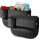 2 Pack Leather Car seat Gap Filler Organizers for Front Seat,Seat Gap Storage with Cup Holder and Storage Box for Phones,Keys,Glasses etc.Suitable for various car models (with cup holder)