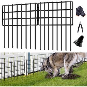 25 Pack Animal Barrier Fences, 1.25in Gap No Dig Garden Fence for Dog Rabbit, 17in (H) X 27ft (L) Rustproof Metals Ground Defense Border for Garden, Patio, Yard, Landscaping