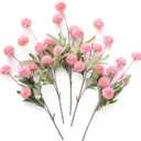 Floroom 5pcs Pink Faux Silk Mums Artificial Flowers, Bulk Fake Small Mini Chrysanthemums with Stems for DIY Blush Wedding Centerpieces Floral Arrangements Vase Fillers Home Decorations