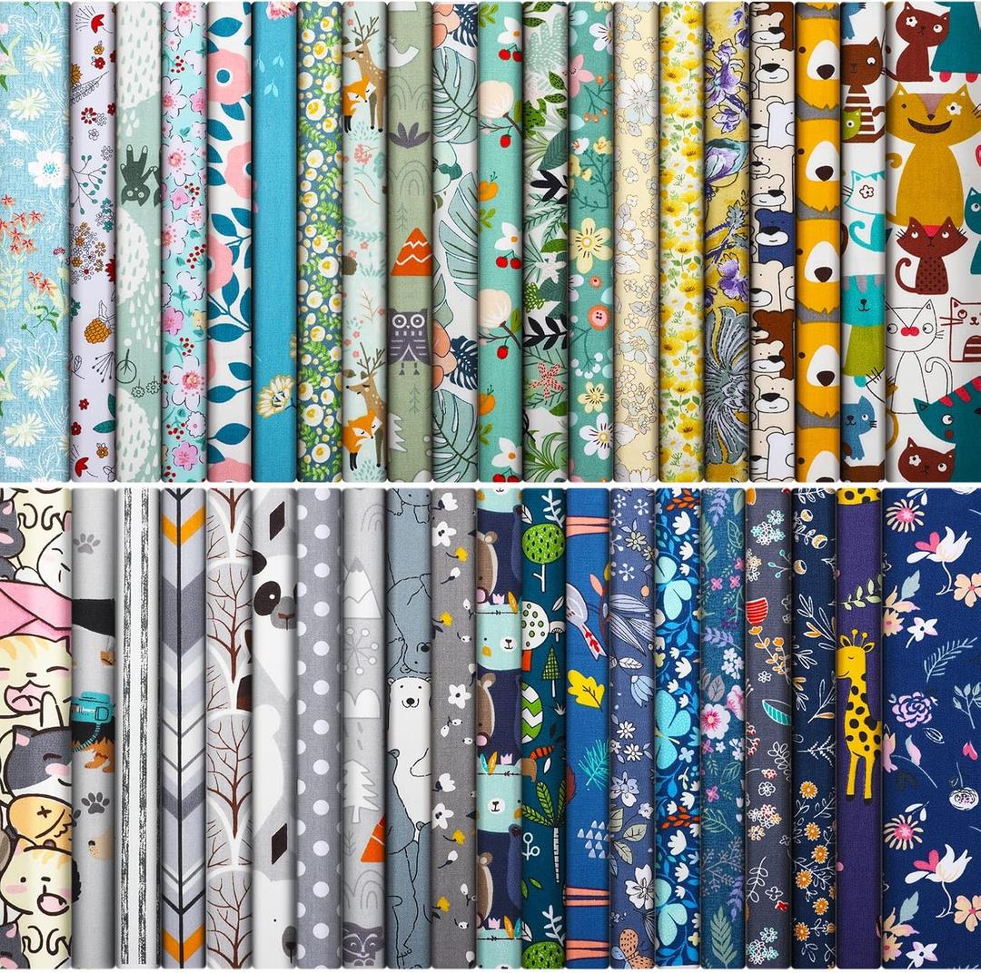 40 Pcs 10 x 10 Inches Cotton Fabric Bundle Squares Precut Fabric Squares Multi Color Floral Fat Sheets for Craft DIY Quilting Sewing (Classic Patterns)