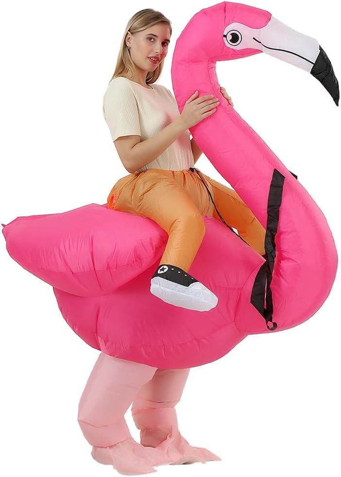 RHYTHMARTS Inflatable Costume Flamingo Costume Adult Ride On Flamingo Inflatable Halloween Costumes for Adult Valentine's Day, Adult