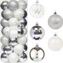 Every Day is Christmas Ornaments, Shatterproof Christmas Tree Ornament Set, Christmas Balls Decoration 35 Count (2.75"/70mm, White Silver)