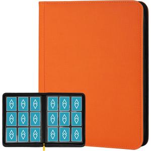 Trading Card Binder 9 Pocket, GERMUN PU Cover Card Binder for 360 Cards, Premium Trading Card Holder Folders, Double Sided Pocket Card Album for MTG, TCG (Orange)