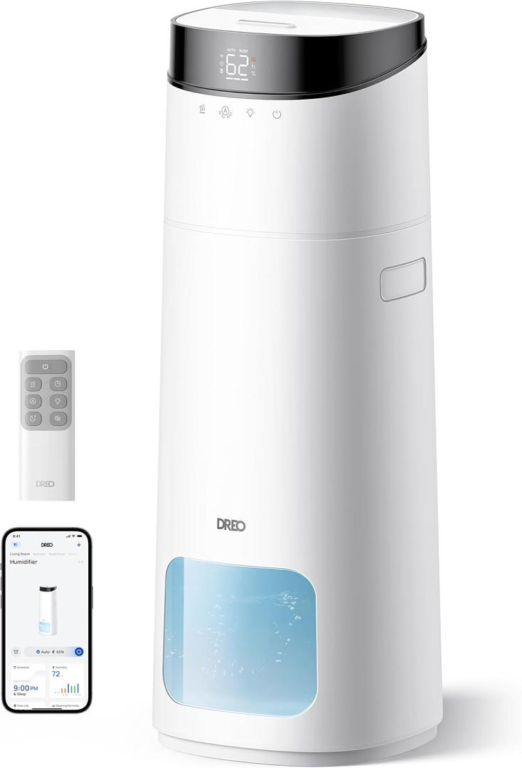 DREO 16L Smart Humidifier Large Room 1000 ft, 130H Cool Mist Air Humidifiers for Bedroom Plants Baby, Top Fill, Remote/Touch/Voice & APP Control, Clean Tank Technology, 30dB, RGB Light, HM755S White
