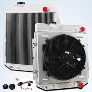 CC259 4 Row Core All Aluminum Radiator Shroud Fan Compatible With 1964-1966 Ford Mustang Falcon Mercury Comet V8 4.3L 4.7L