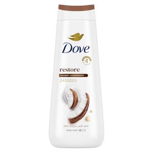 Dove Body Wash Restore Coconut & Cocoa Butter for 24hr Lotion-Soft Skin Moisturizing Skin Cleanser with No Sulfates No Parabens 20 oz (22 Ounce (Pack of 1))