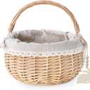 Easter Baskets for Kids, Large Personalized Wicker Easter Basket Empty with Handle, Basket Tags, Woven Rope Egg Easter Baskets for Boys Girls Babies Toddler Infant, Easter Basket Gifts for Boy, 2 Pcs