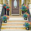 Artificial Flowers for Outdoors,20 Bundles UV Resistant Faux Fake Outdoor Flowers No Fade Plants Plastic Shrubs for Home Indoor Outside Decor(Mix Color)