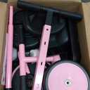 KRIDDO 2-in-1 Tricycle for Toddlers 1.5-5 Years, Push Tricycle with Parent Steering Detachable Handle, 9-Stage Adjustable Handlebar, Toddler Trike with Safety Belt, Clutch Pedals & Dual Basket, Pink