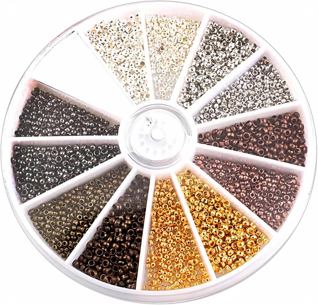 3000 PCS Crimp Beads Kit 1.5mm+2.0mm Copper Jewelry Making Beading Supplies for DIY Bracelet Earring Making Clamp End Stopper Spacer